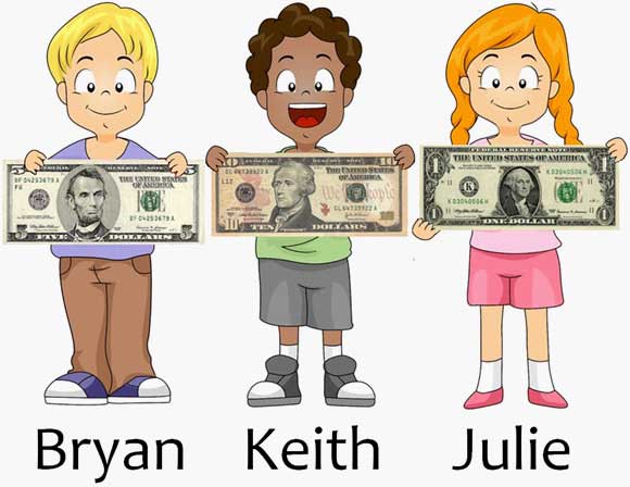 Kids holding up cash
