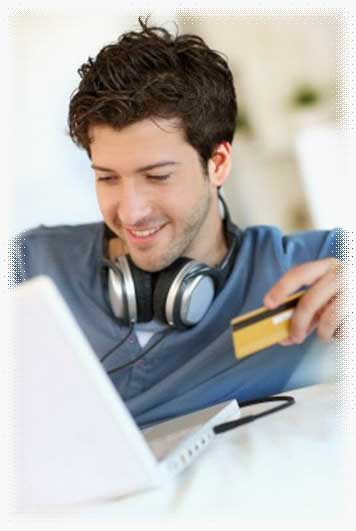 Guy paying credit bills